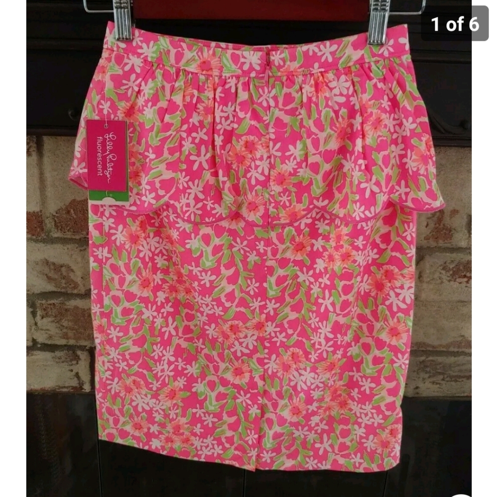 Lily Pulitzer Pink Floral Peplum Skirt 00